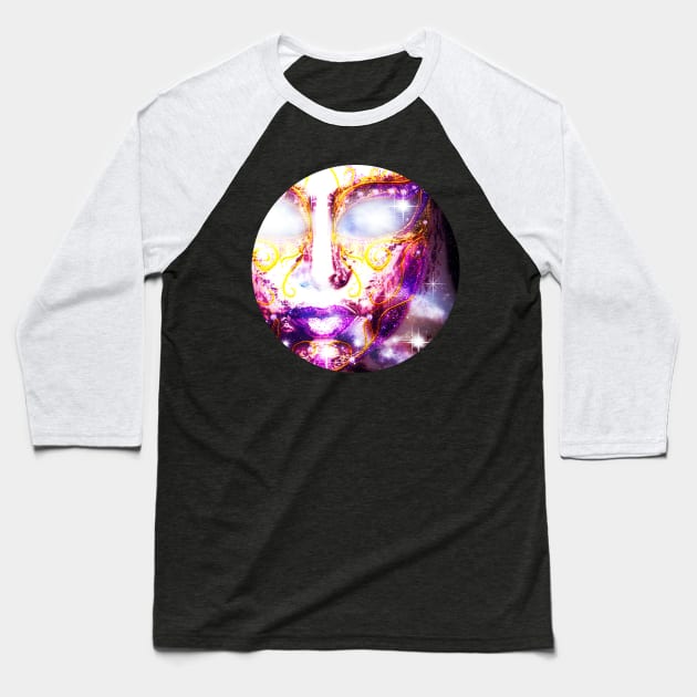 Mysterious Face Mask Baseball T-Shirt by AnnArtshock